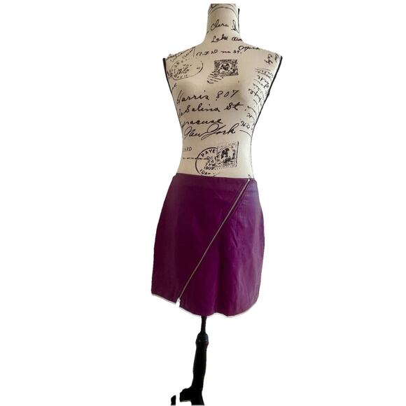 BarIII Mini Skirt Purple Croc Embossed Faux Leather Zip Detail  Sz L Aesthetic - Picture 16 of 16
